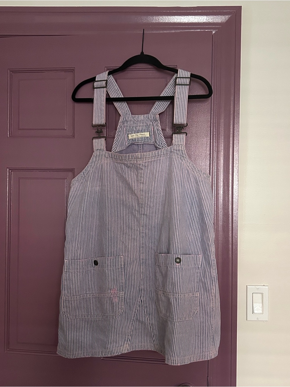 We The Free Striped Denim-Style Overall Dress